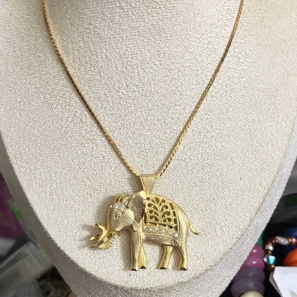 Gold Elephant Pendant Necklace